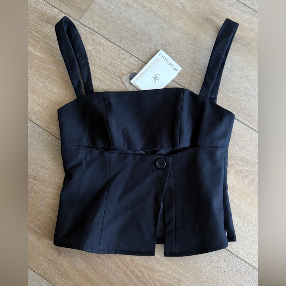 Peppermayo Black Strapless Blouse